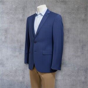 CALVIN KLEIN Mens Blazer Sport Coat Two Button Jacket 40R Wool Blue Suits